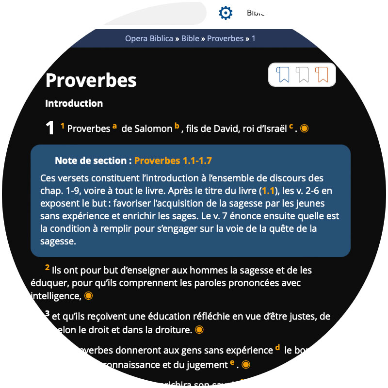bible d’étude semeur, notes de section